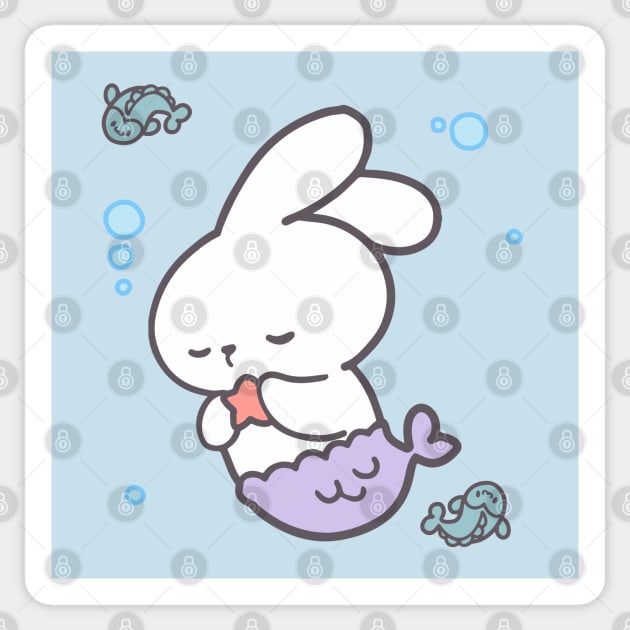 Dreamy Seascape: The Mer-Bunny and Her Starlit Slumber Sticker by LoppiTokki